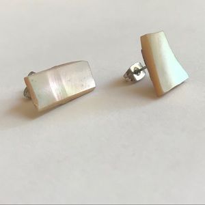 Hand Crafted Natural Mother Of Pearl Stud Earrings